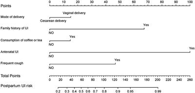 Development and validation of a risk prediction model for postpartum urinary incontinence in primiparas with singleton pregnancies: a multicenter clinical investigation